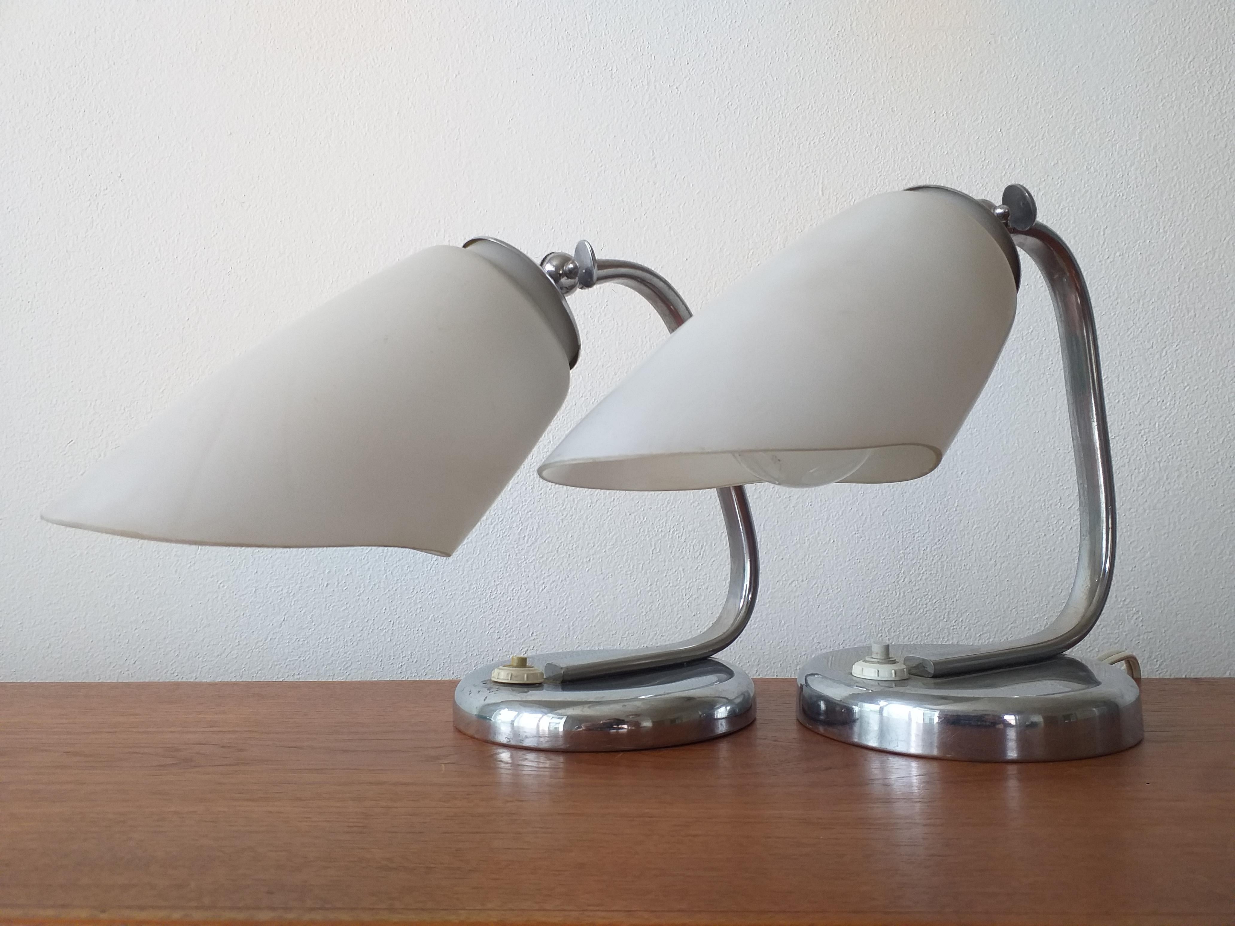 Czech Pair of Art Deco Table Lamps, 1930 For Sale
