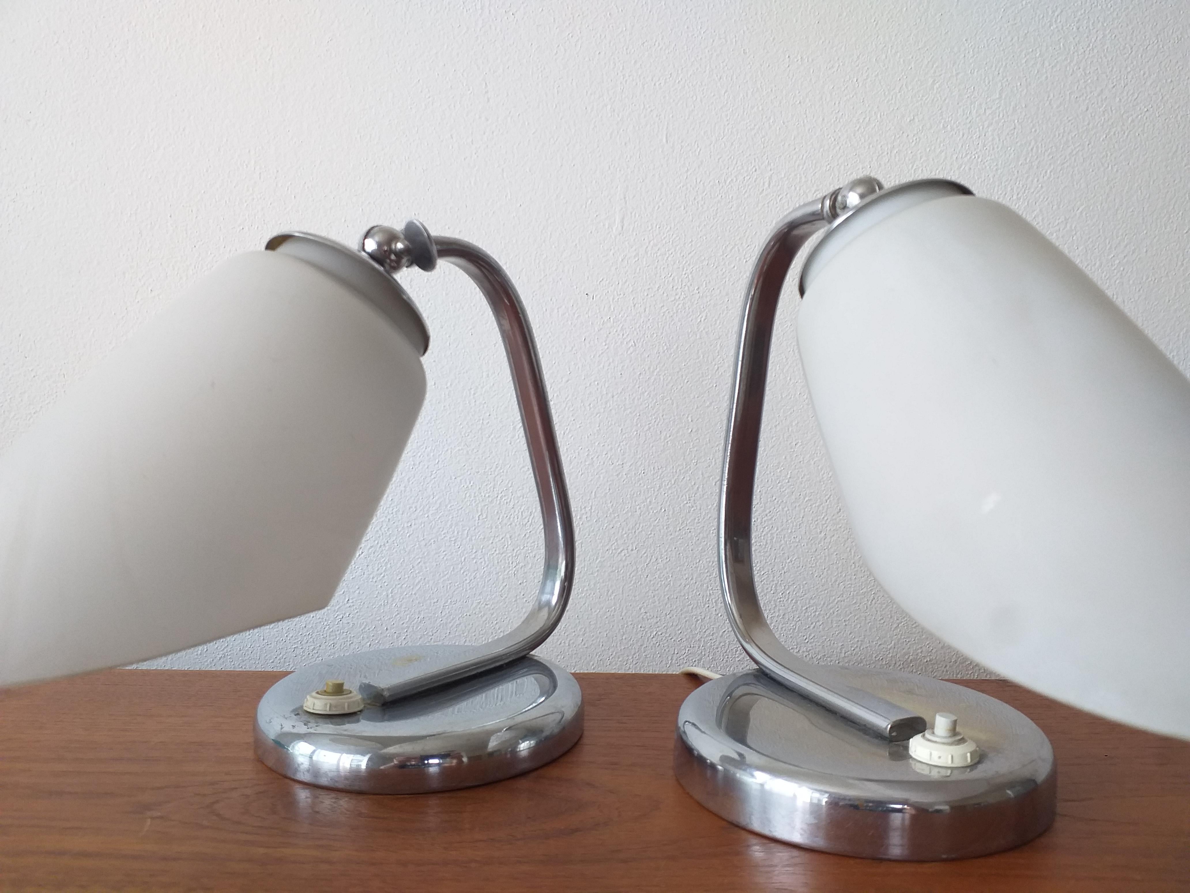 Glass Pair of Art Deco Table Lamps, 1930 For Sale