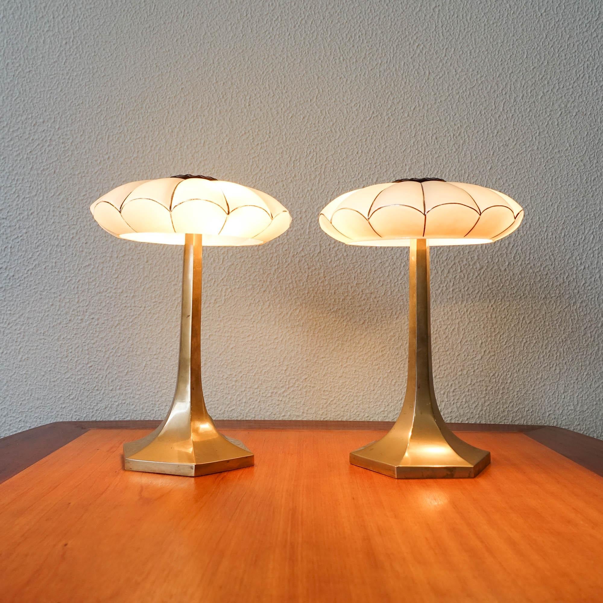 Austrian Pair of Art Deco Table Lamps from Josef Hoffman for Wiener Werkstatte, 1930's