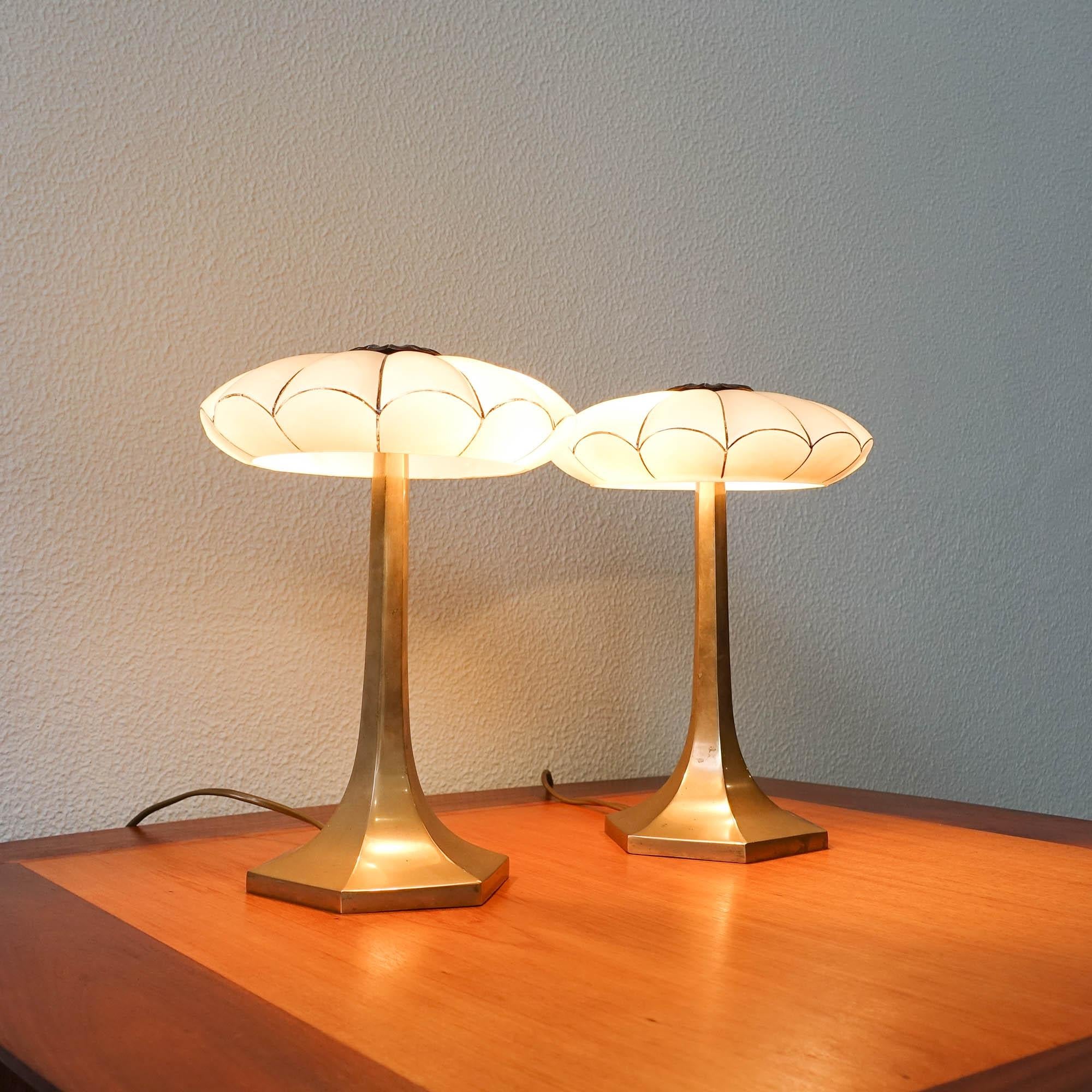 Pair of Art Deco Table Lamps from Josef Hoffman for Wiener Werkstatte, 1930's In Good Condition In Lisboa, PT