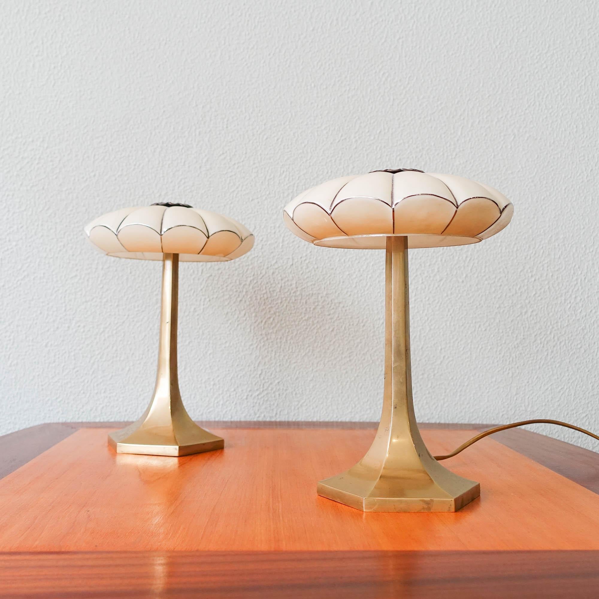 Brass Pair of Art Deco Table Lamps from Josef Hoffman for Wiener Werkstatte, 1930's