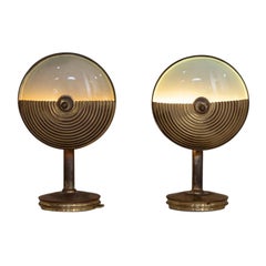 Paar Art-Déco-Tischlampen aus Messing und Glas, Italien, 1940er Jahre