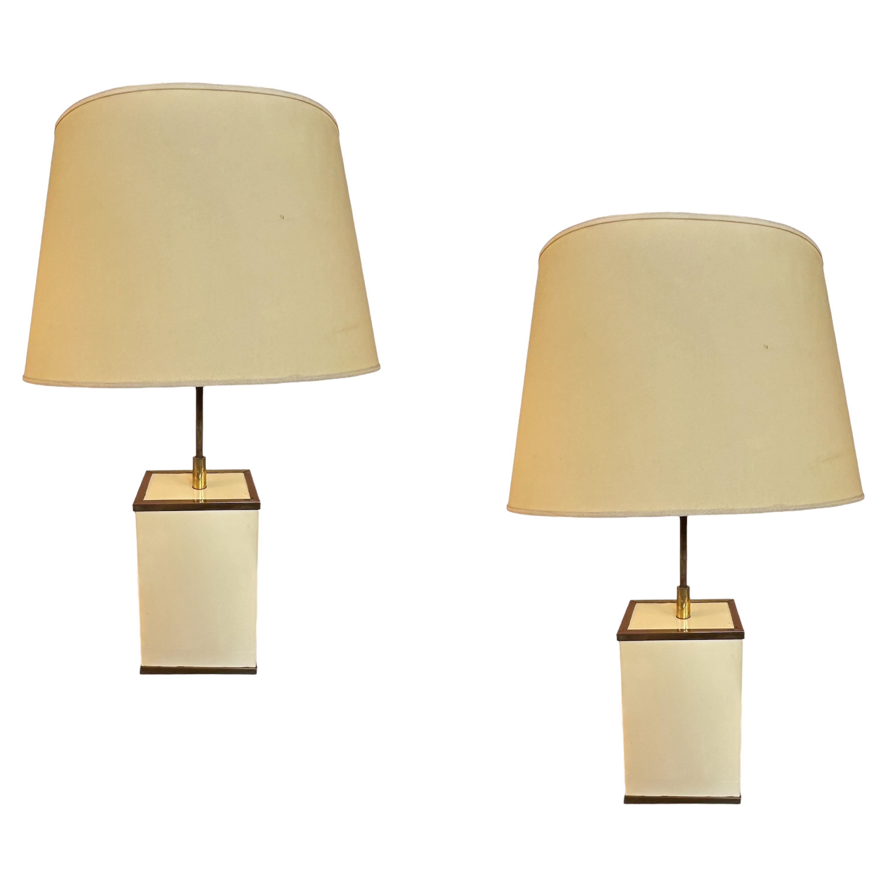 Pair of Art Deco Table Lamps in Bronze , France, 1940