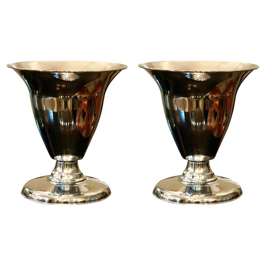 Pair of Art Deco Table Lamps in chrome , France, 1930 For Sale