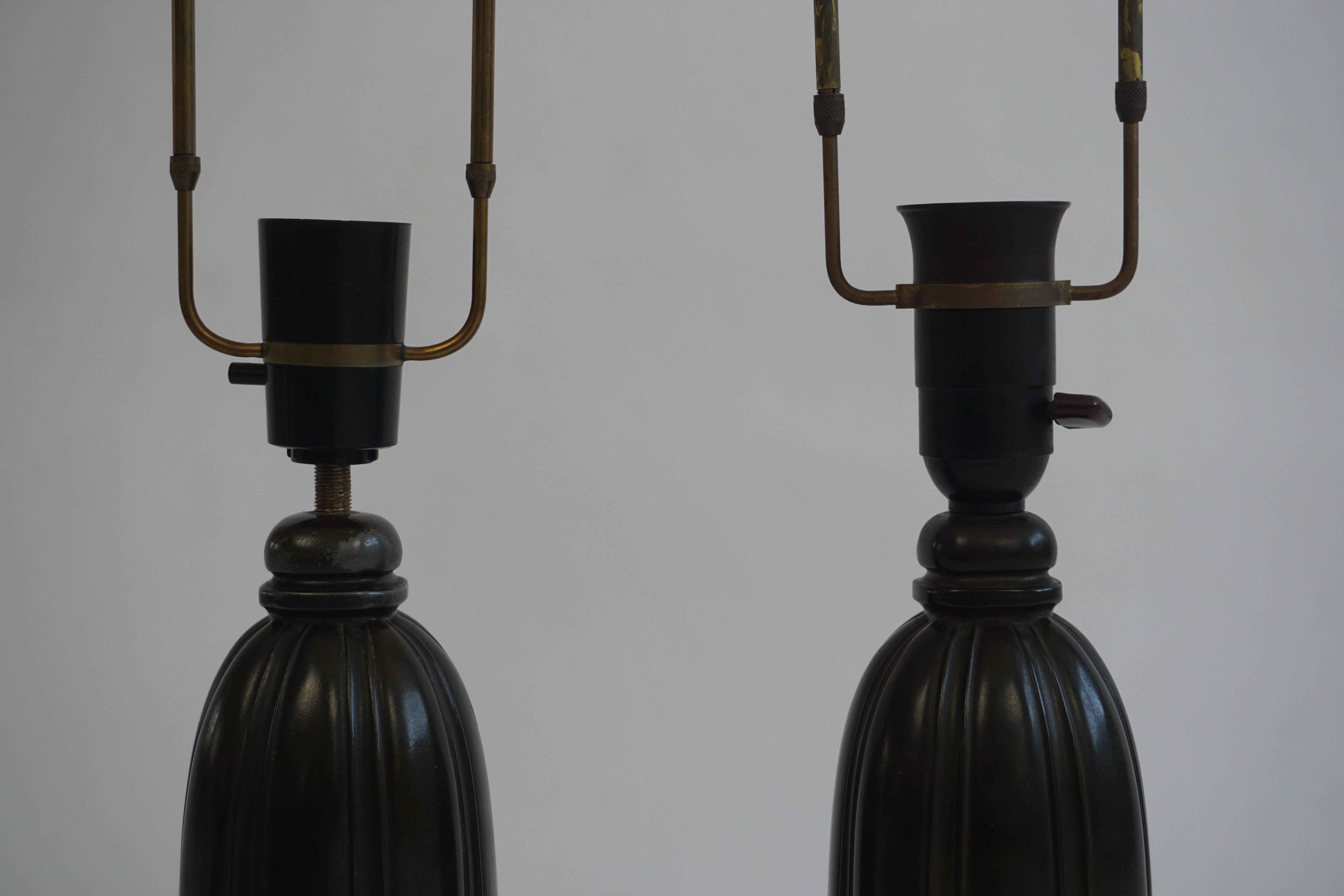 Early 20th Century Pair of Art Deco Table Lamps in Disko Metal by Just Andersen, Model 1859, 1920s