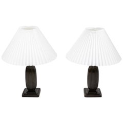 Paar Art-Déco-Tischlampen aus Diskometall von Just Andersen:: Modell 1859:: 1920er Jahre