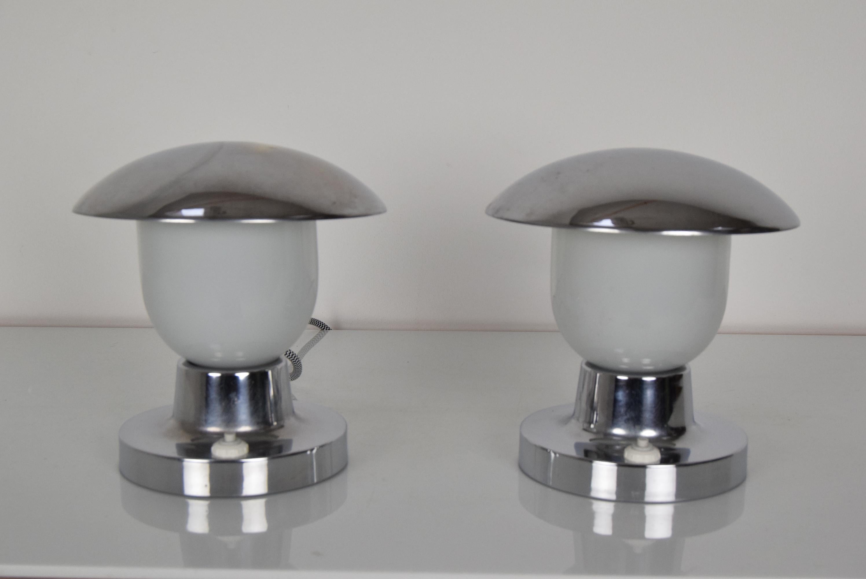 Czech Pair of Art Deco Table Lamps/Napako, 1940's For Sale