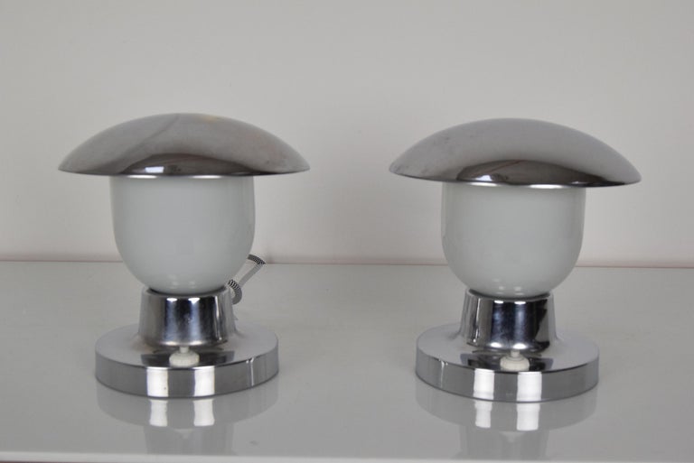 Czech Pair of Art Deco Table Lamps/Napako, 1940's For Sale