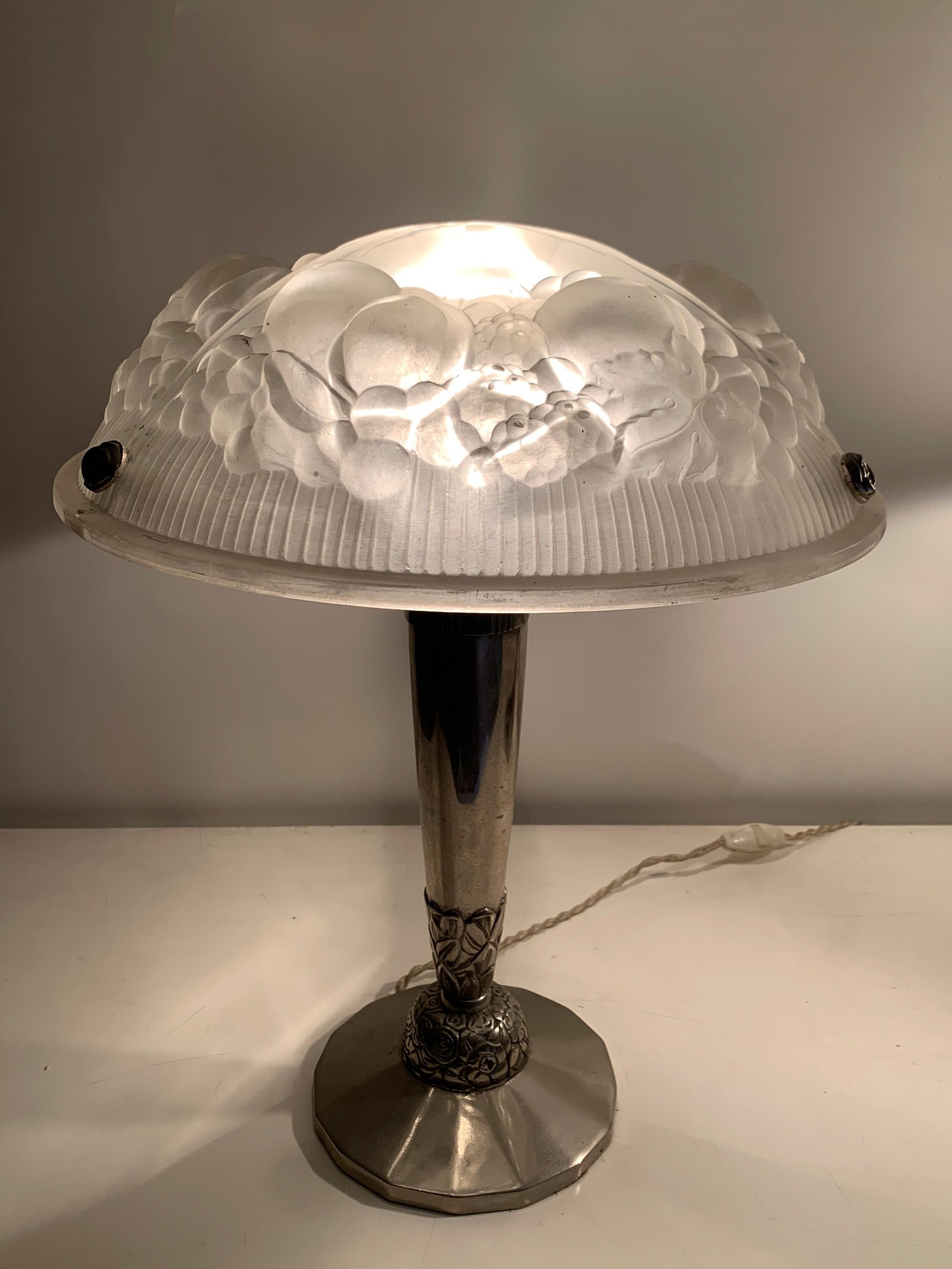 Pareja de lámparas de mesa Art Déco, firmadas por Muller Frères Luneville en venta 2