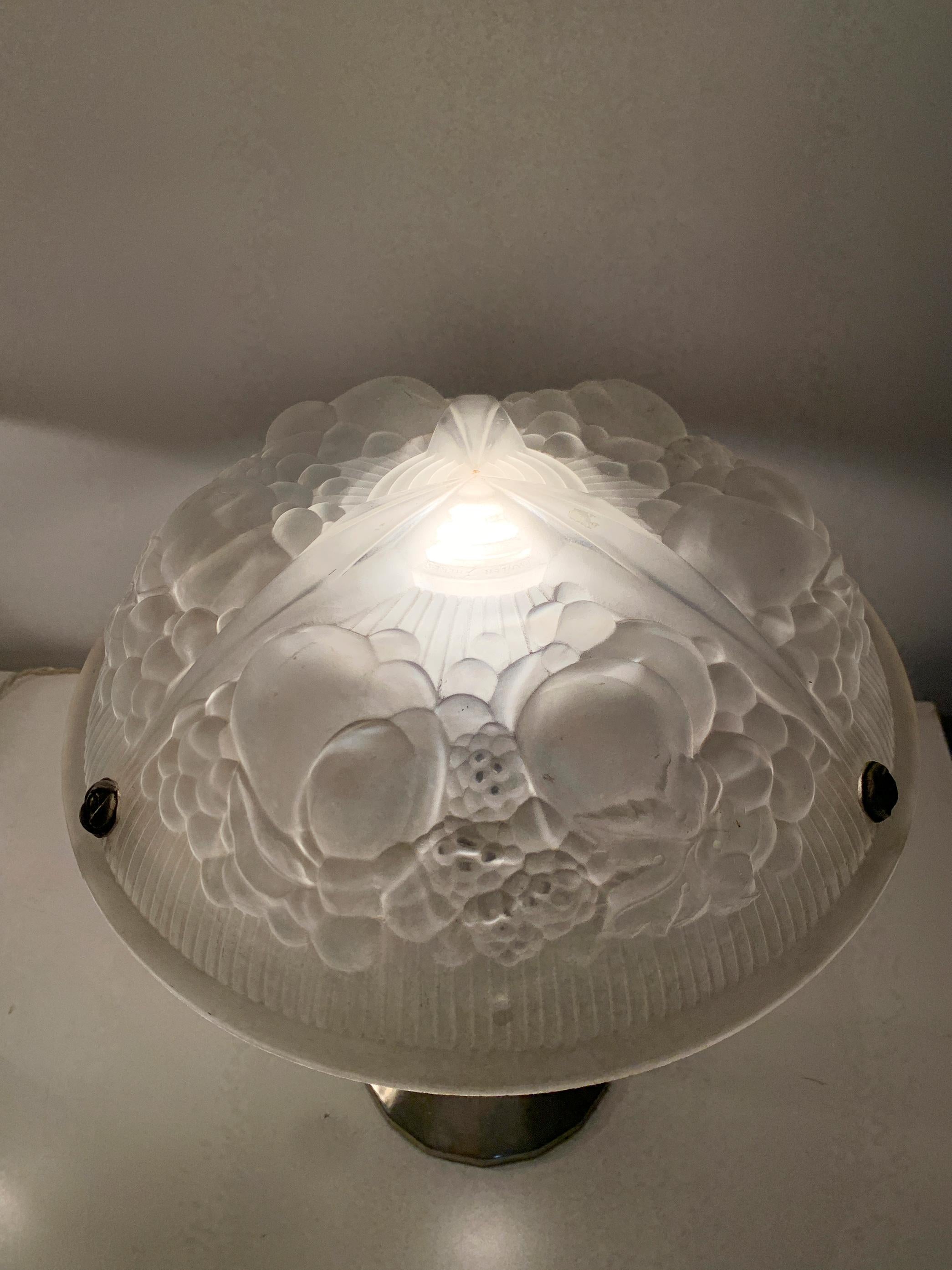 Pareja de lámparas de mesa Art Déco, firmadas por Muller Frères Luneville en venta 4