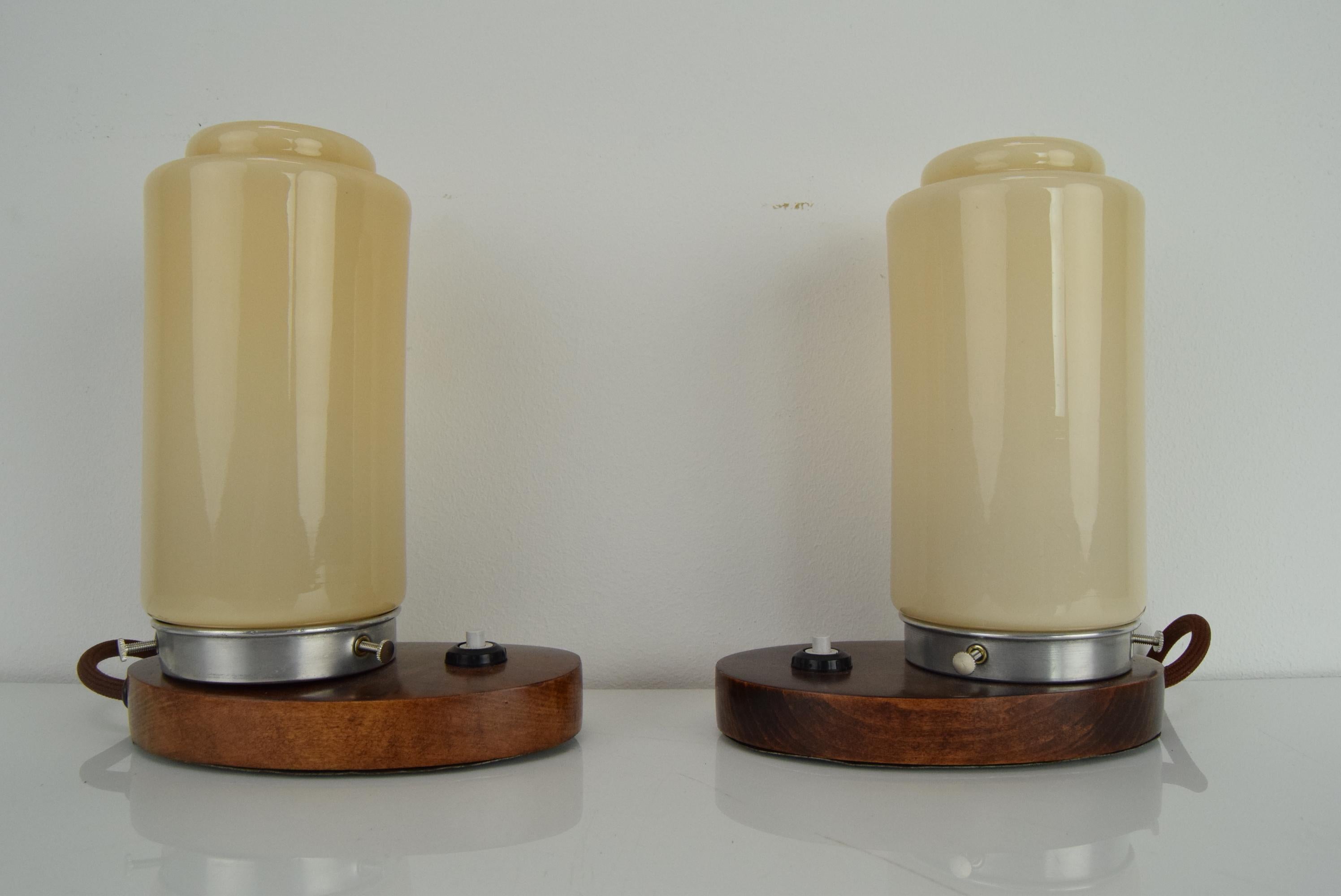Czech Pair of Art Deco Table Lamps, 1930s 