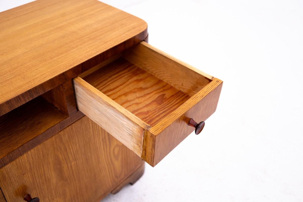 Walnut Pair of Art Deco tables, Poland 1950s. After renovation.