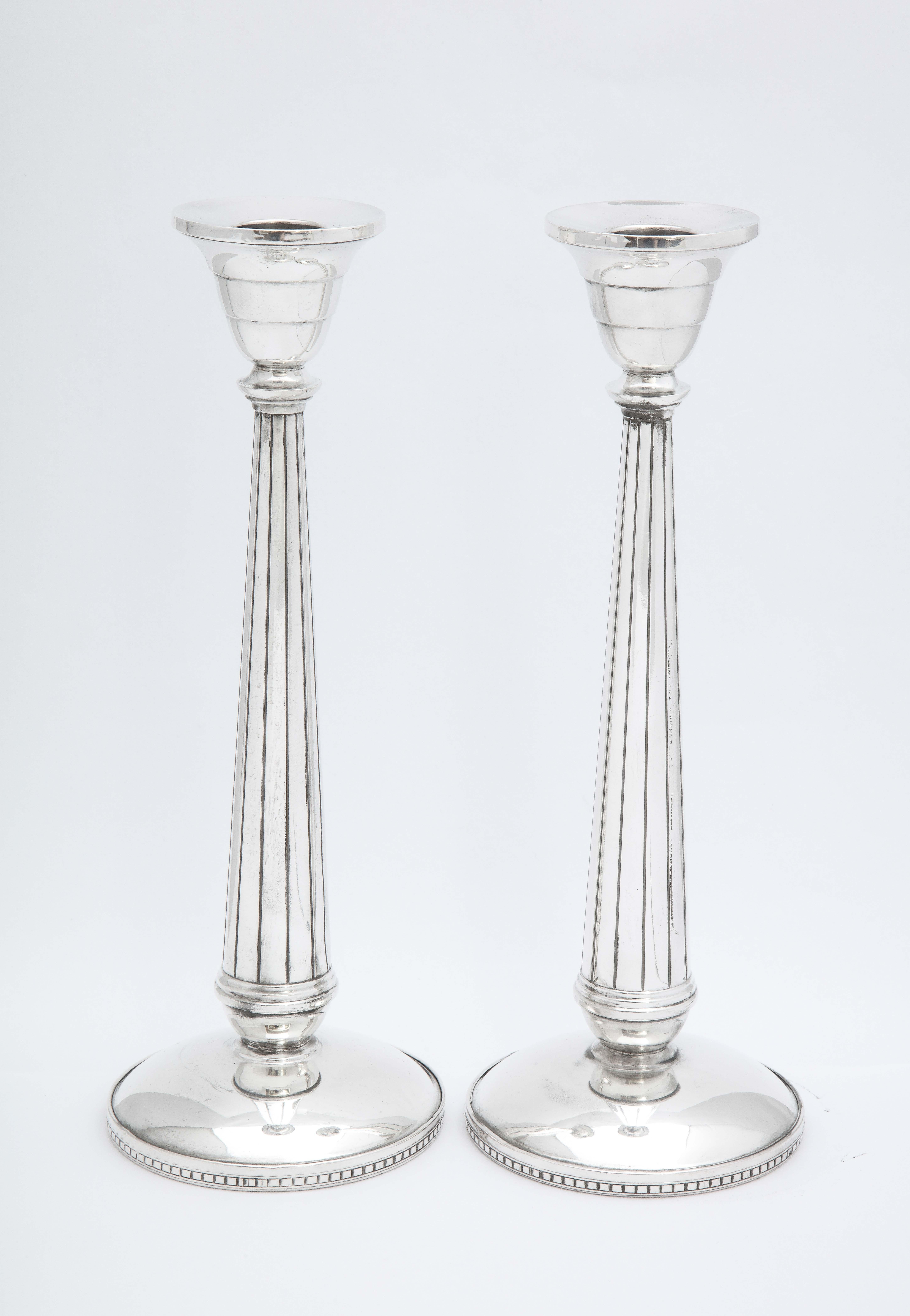 Pair of Art Deco Tall Sterling Silver Candlesticks 2
