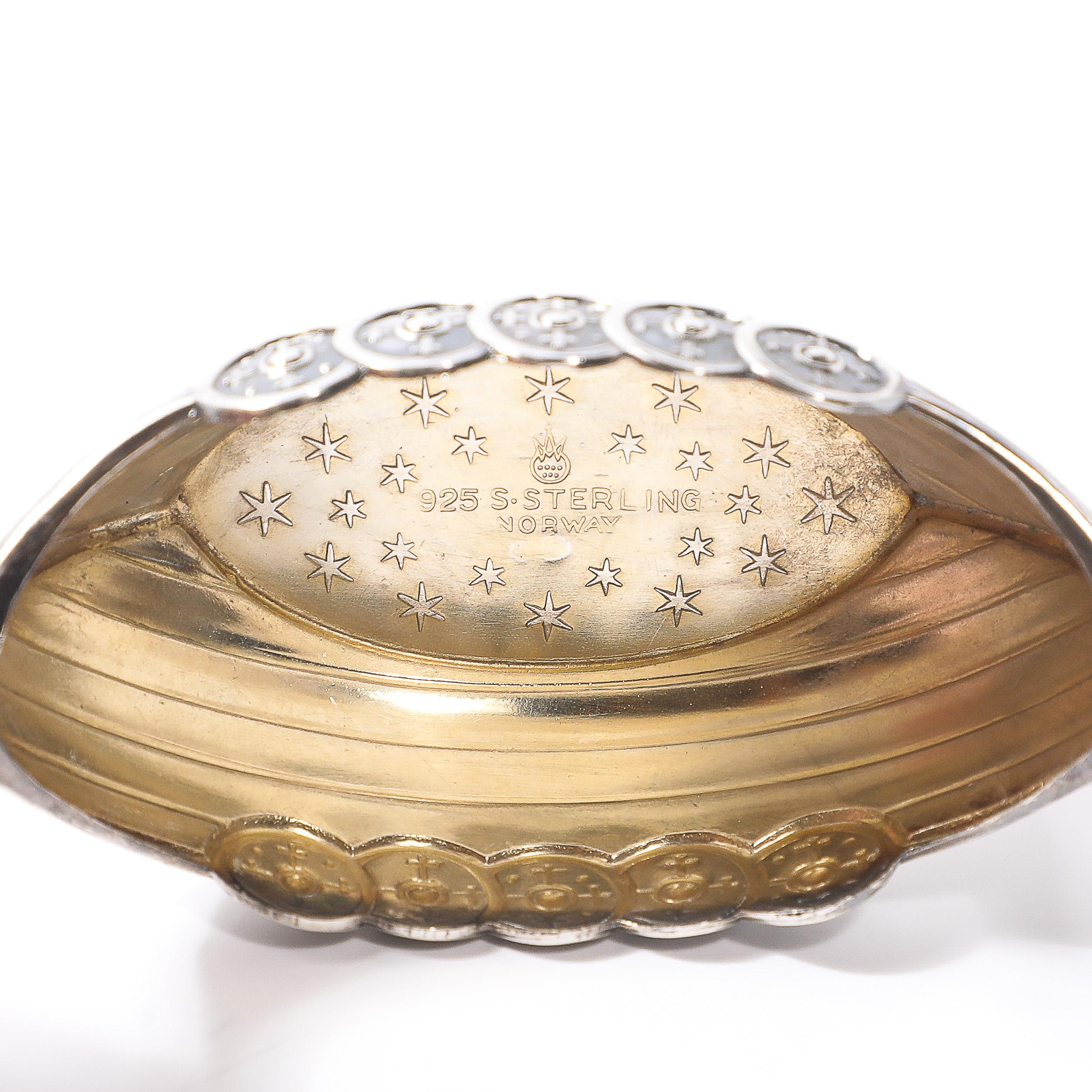 Paire de salières Art Déco Theodor Olsens en argent sterling pour bateau viking en vente 3