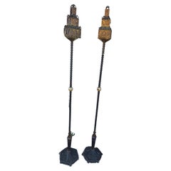 Paire de lampadaires Art Déco en bronze avec mica et fer