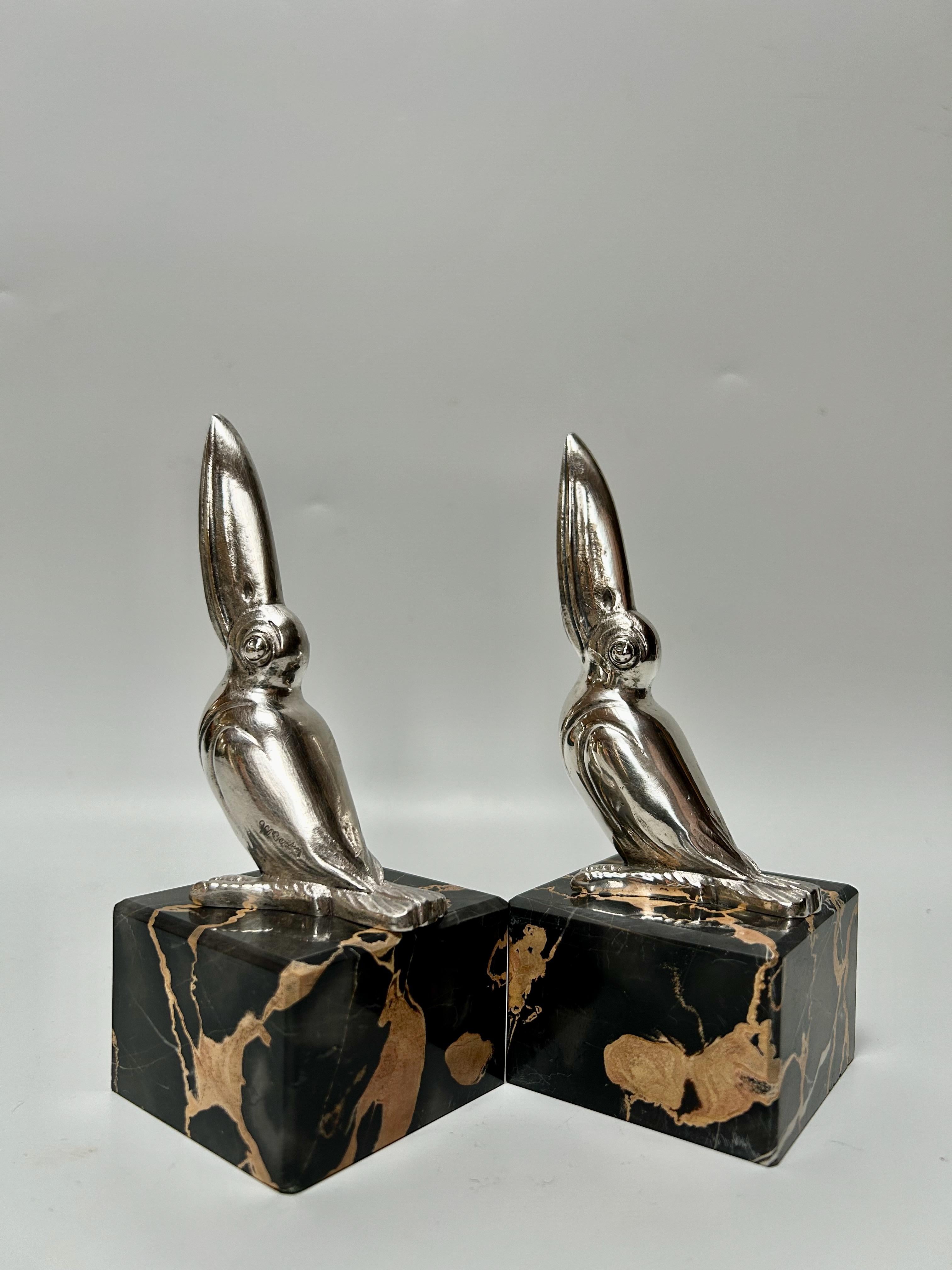 Pair of Art Deco Toucan bookends Signed M. Bertin 4
