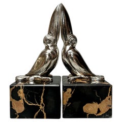 Pair of Art Deco Toucan bookends Signed M. Bertin
