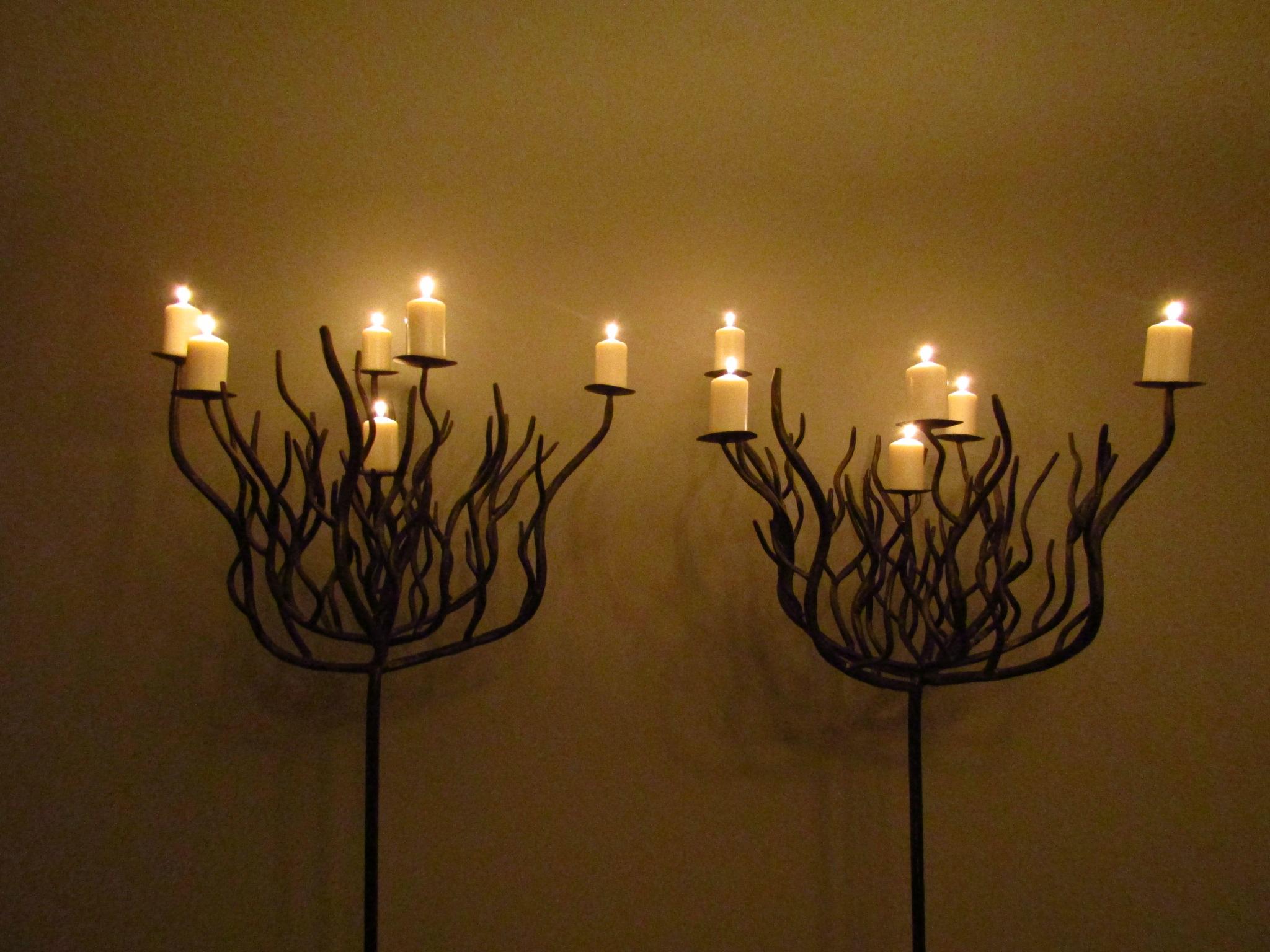 Pair of Art Deco Tree Shaped Wrought Iron Candle Holders Torchieres For Sale 3