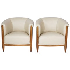 Antique Pair of Art Deco Tub Chairs Attributed to Paul Follot