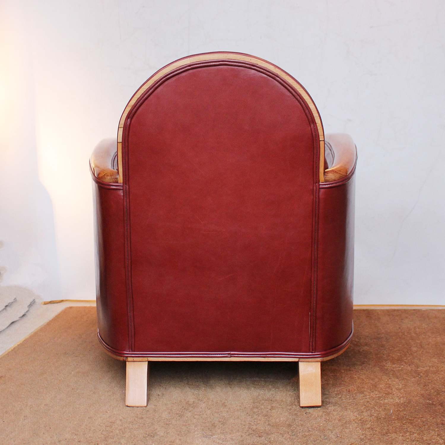Fruitwood Pair of Art Deco Tub Chairs