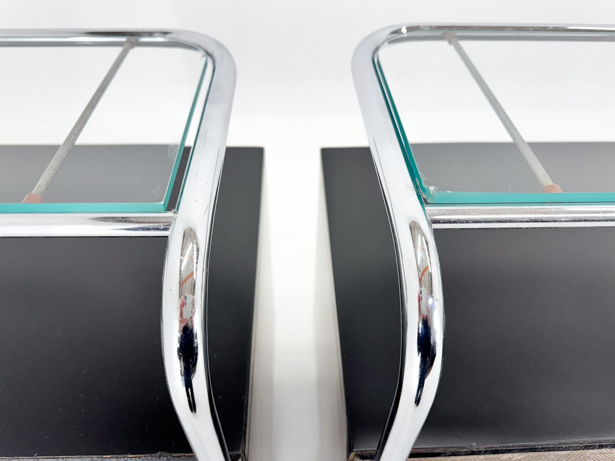 Pair of Art Deco Tubular Bedside Tables, Czechoslovakia For Sale 6