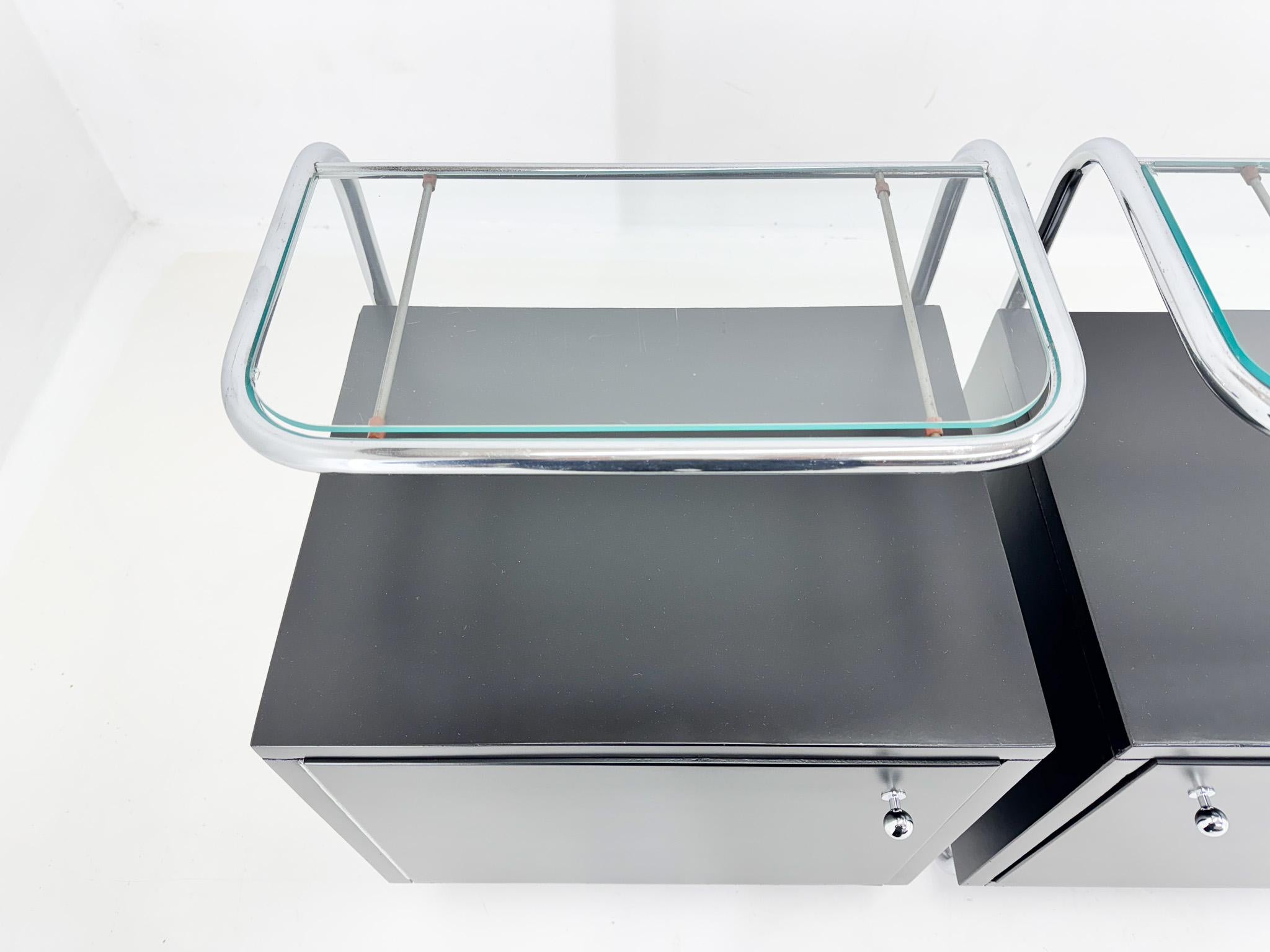 Pair of Art Deco Tubular Bedside Tables, Czechoslovakia For Sale 12