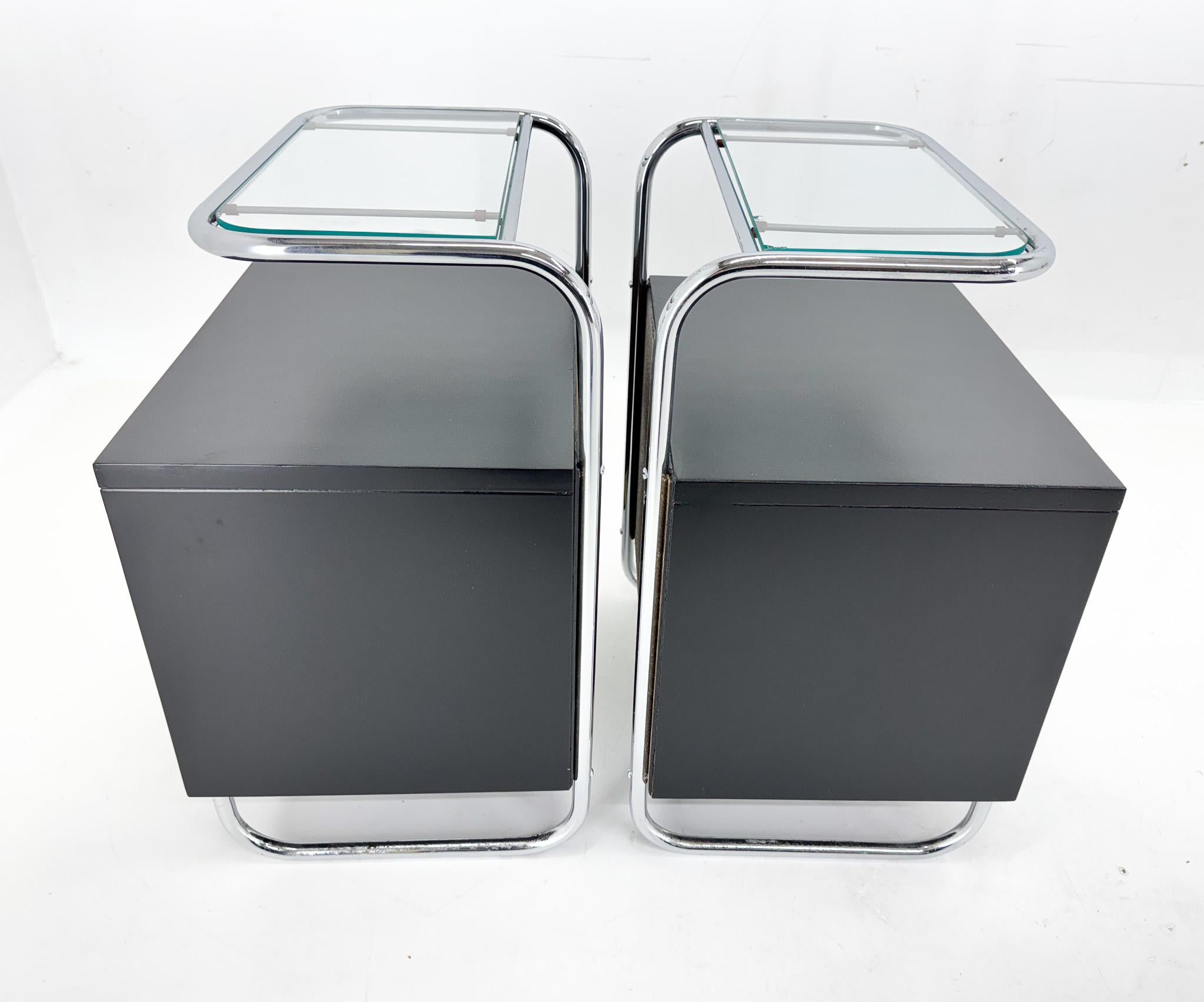 Pair of Art Deco Tubular Bedside Tables, Czechoslovakia For Sale 13