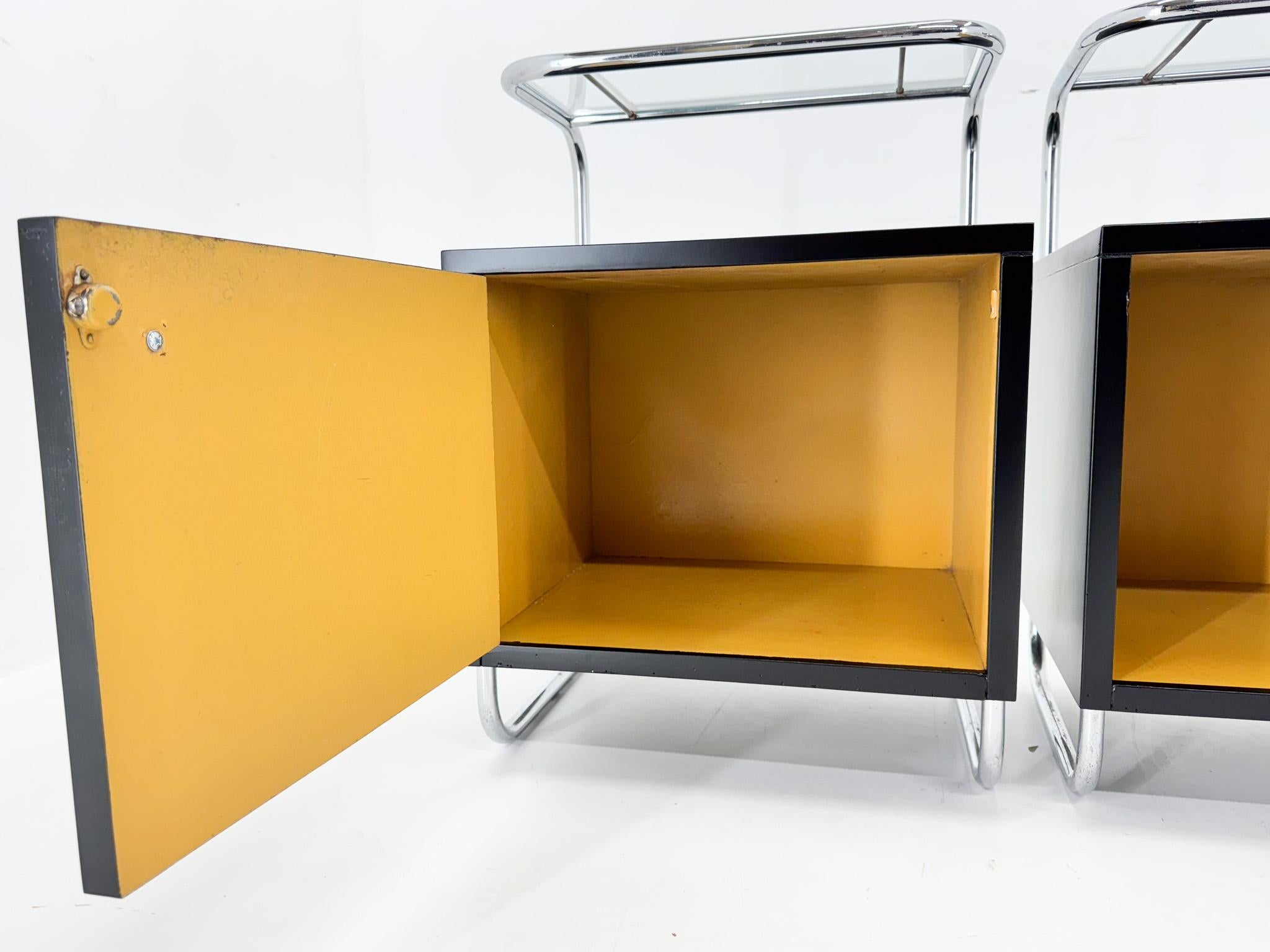 Pair of Art Deco Tubular Bedside Tables, Czechoslovakia For Sale 1