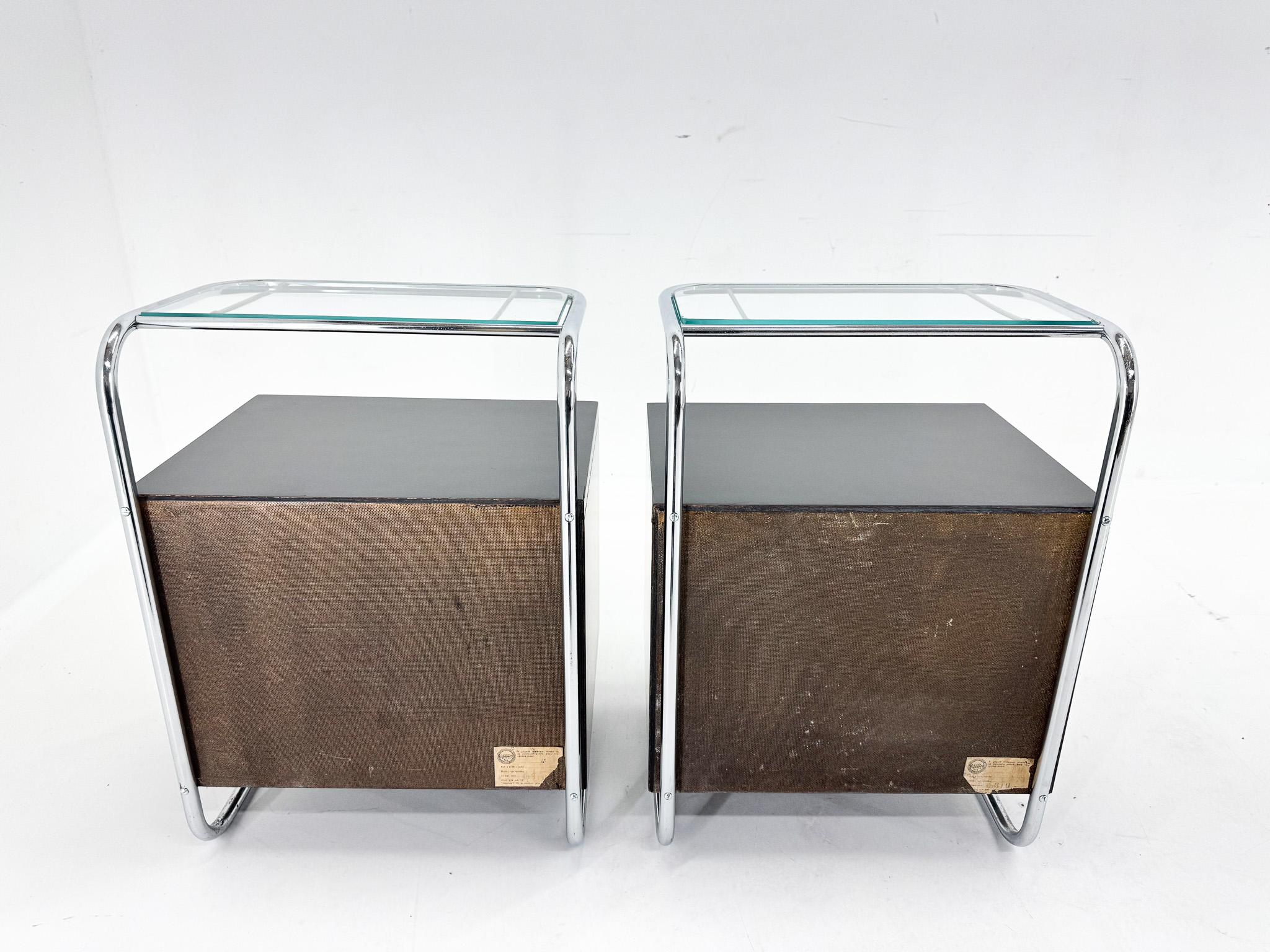 Pair of Art Deco Tubular Bedside Tables, Czechoslovakia For Sale 3
