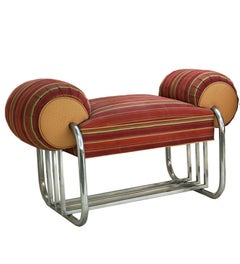 Pair of Art Deco Tubular Chrome Bench Benches by Donald Deskey