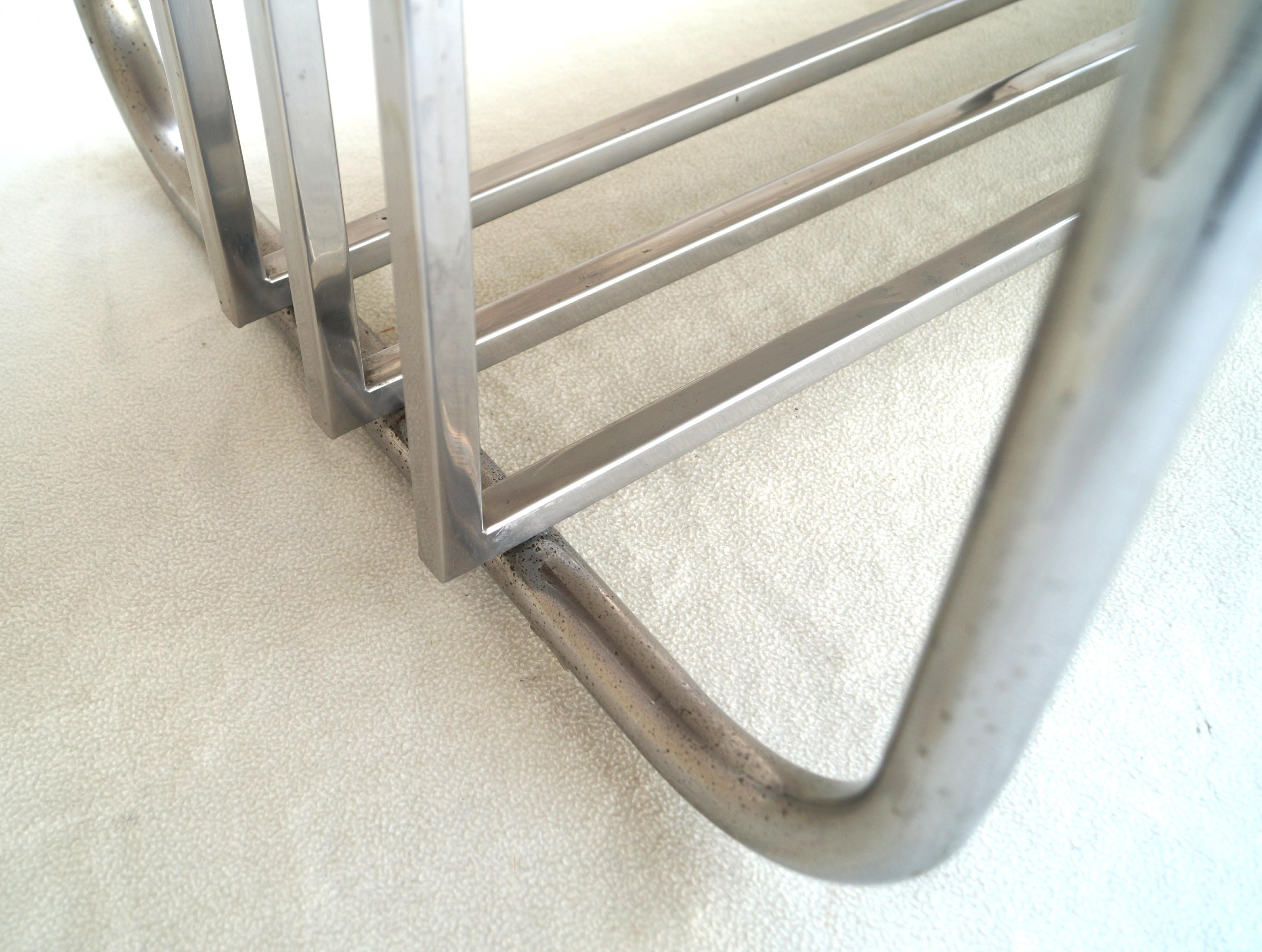 Fabric Pair of Art Deco Tubular Chrome Bench Benches by Donald Deskey