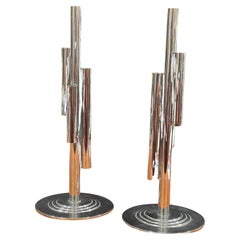 Pair of Art Deco Tubular Chrome Bud Vases by Ruth & William Gerth for Chase Co