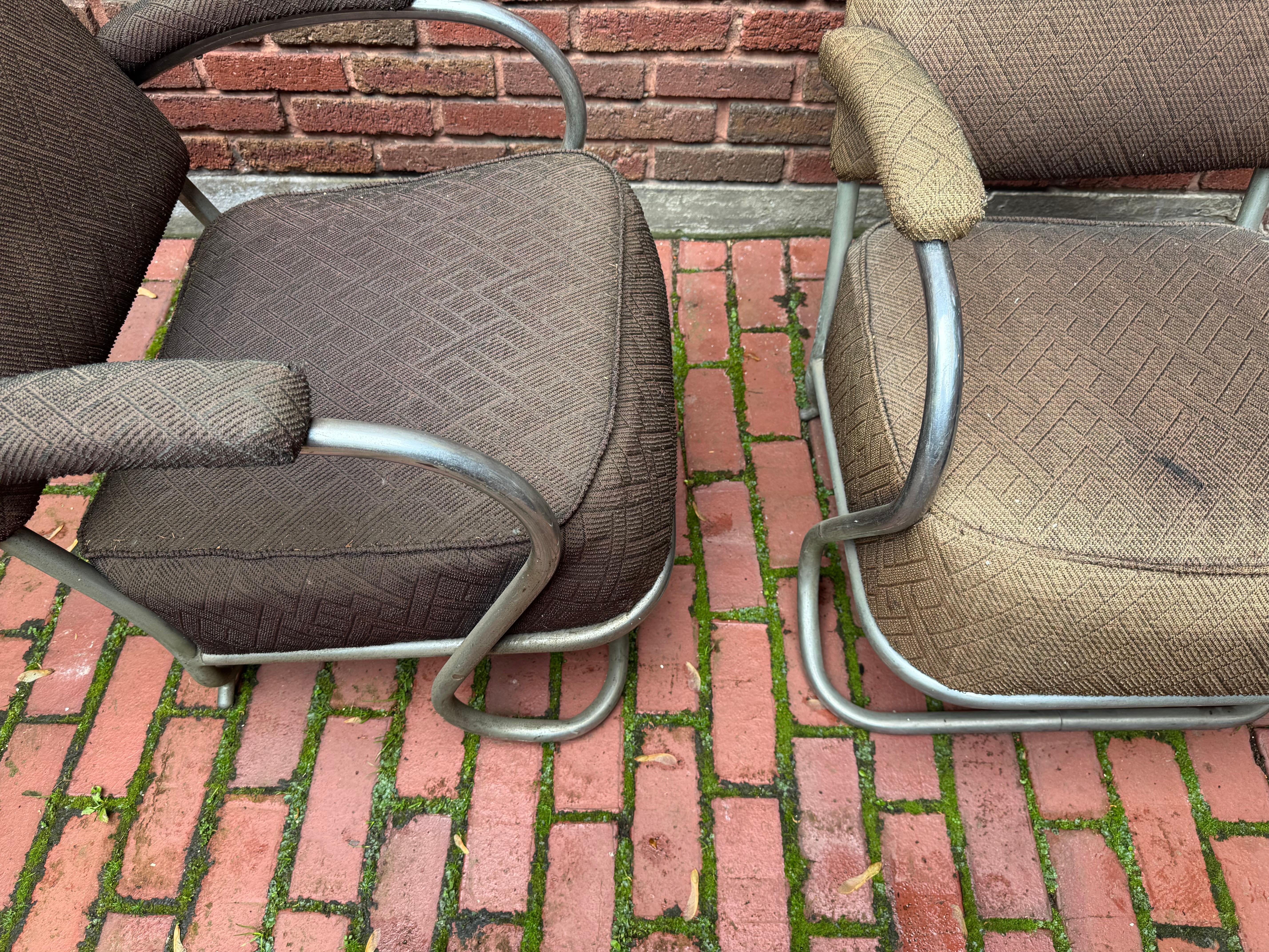 Paar verchromte Art-Déco-Lounge-Sessel, K E M Weber im Angebot 5