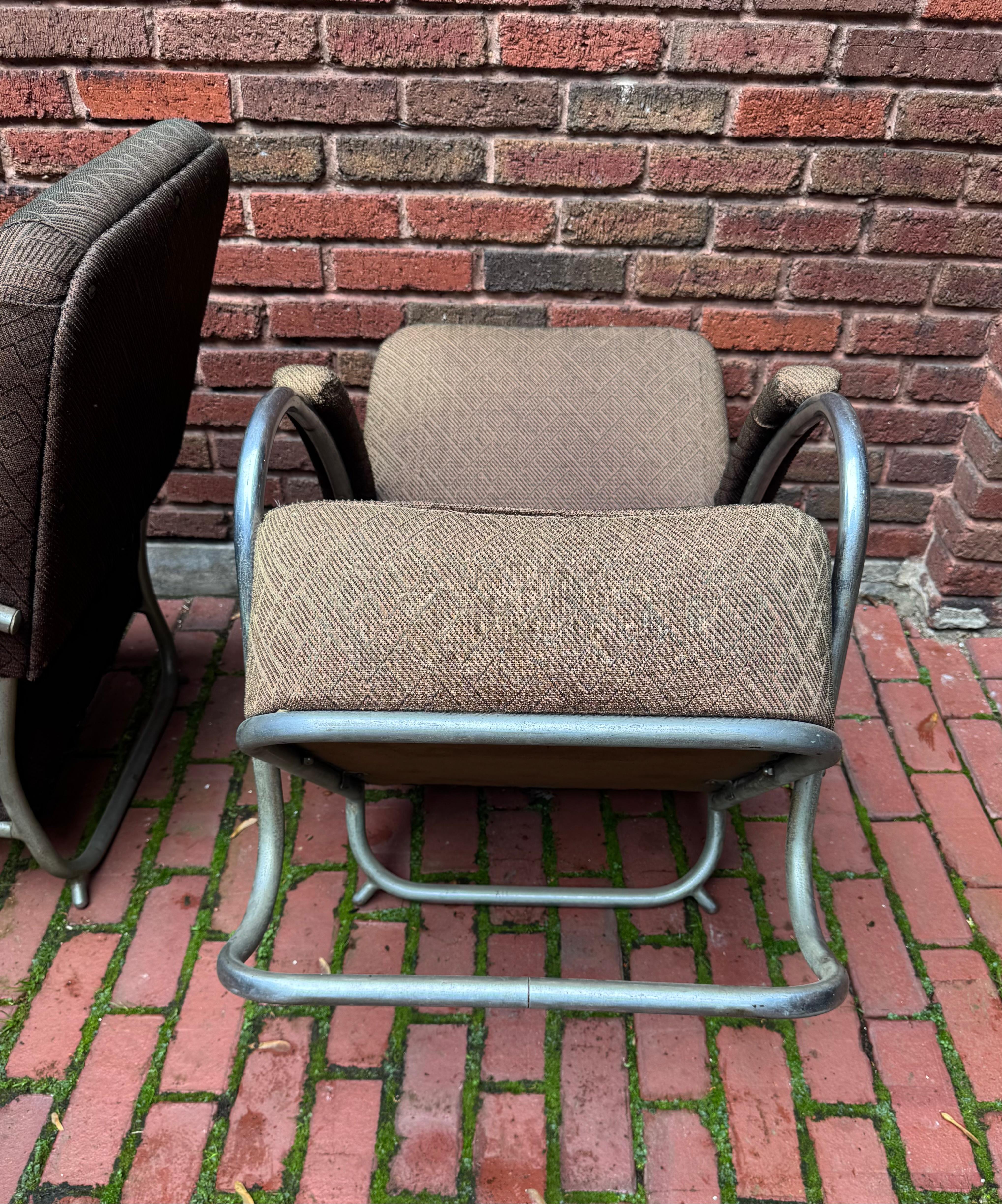 Paar verchromte Art-Déco-Lounge-Sessel, K E M Weber (amerikanisch) im Angebot