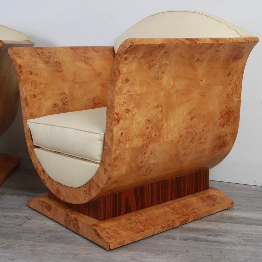 Pair of Art Deco Tulip Chairs in Burl & Rosewood 4