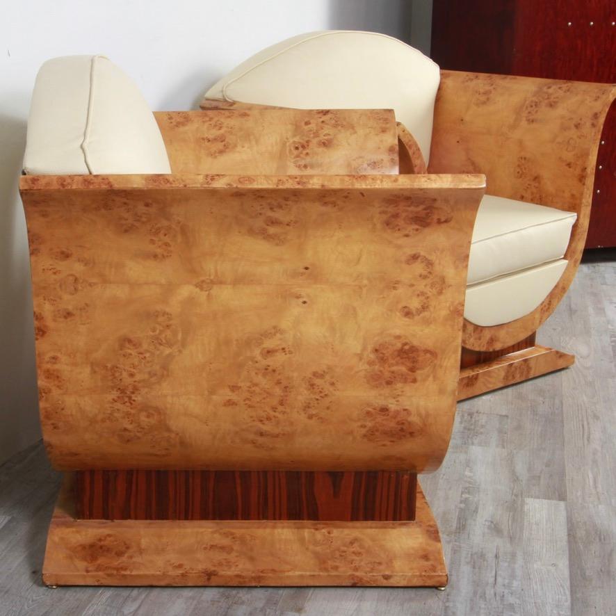 Pair of Art Deco Tulip Chairs in Burl & Rosewood 6
