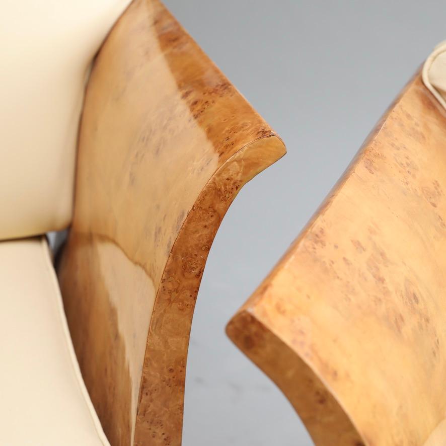 Pakistani Pair of Art Deco Tulip Chairs in Burl & Rosewood
