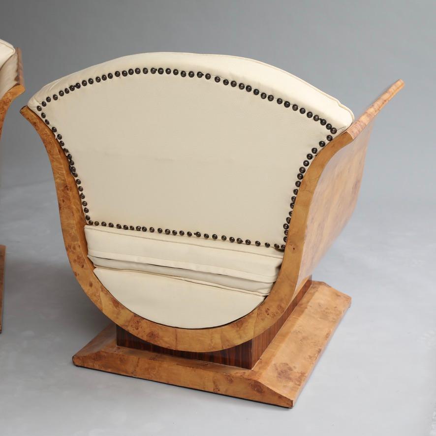 Pair of Art Deco Tulip Chairs in Burl & Rosewood 3