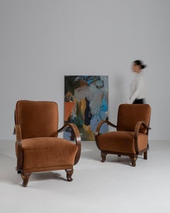 Pair Of Art Deco Upholstered Armchairs, France, 1940-1949