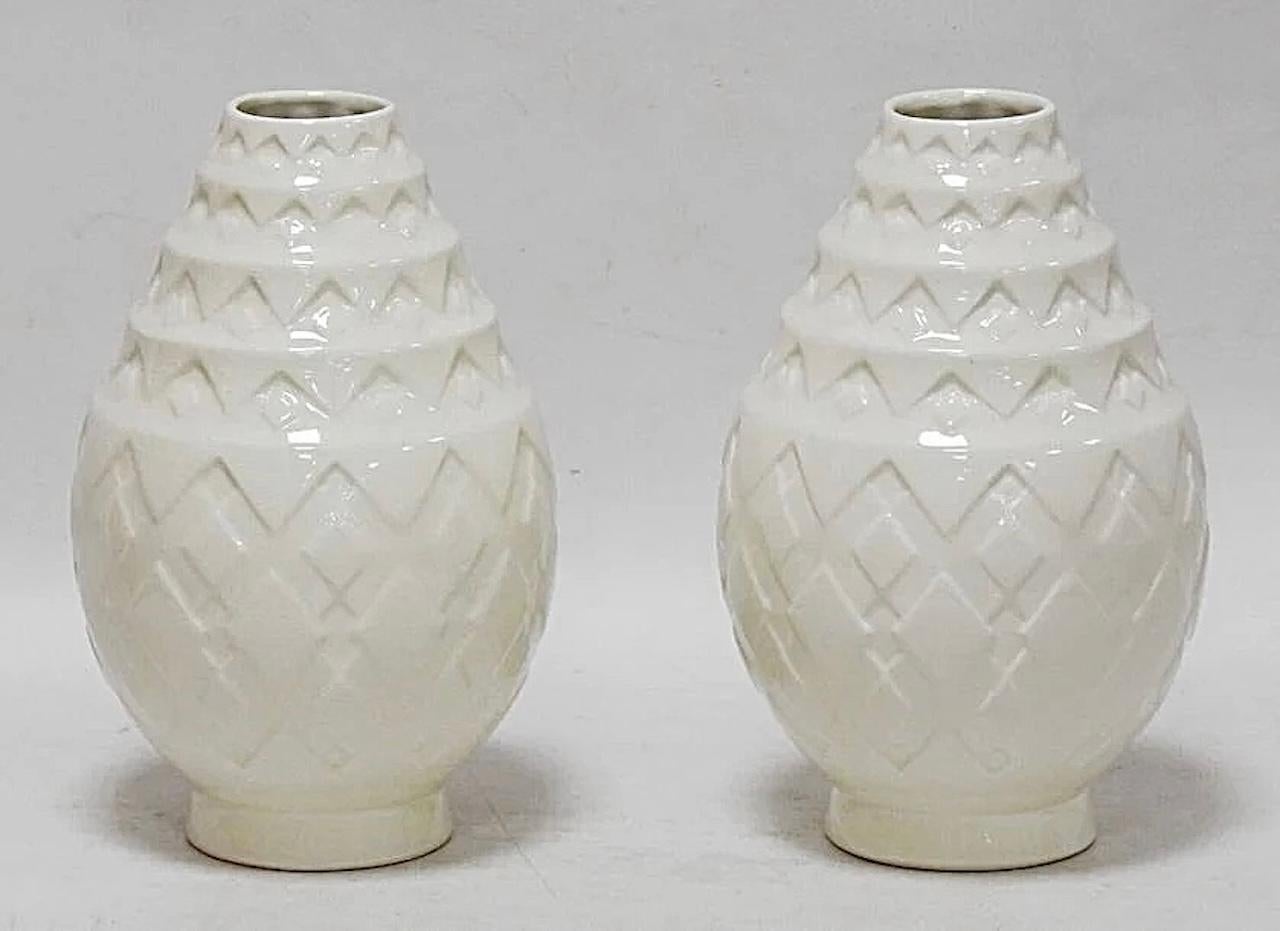 Francese Pair of Art Deco vases by Charles Catteau converted to lamps in vendita