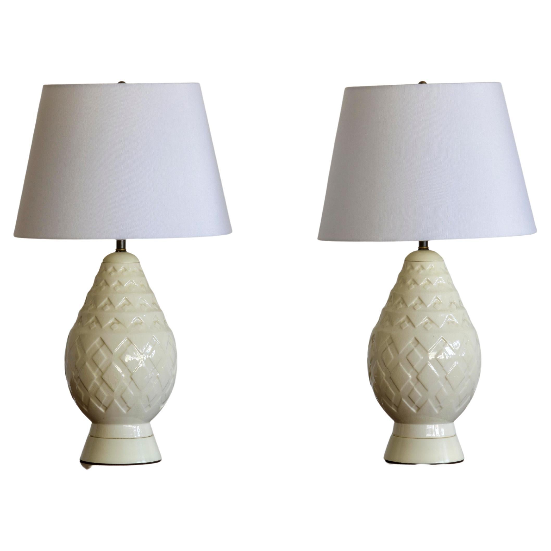 Pair of Art Deco vases by Charles Catteau converted to lamps in vendita