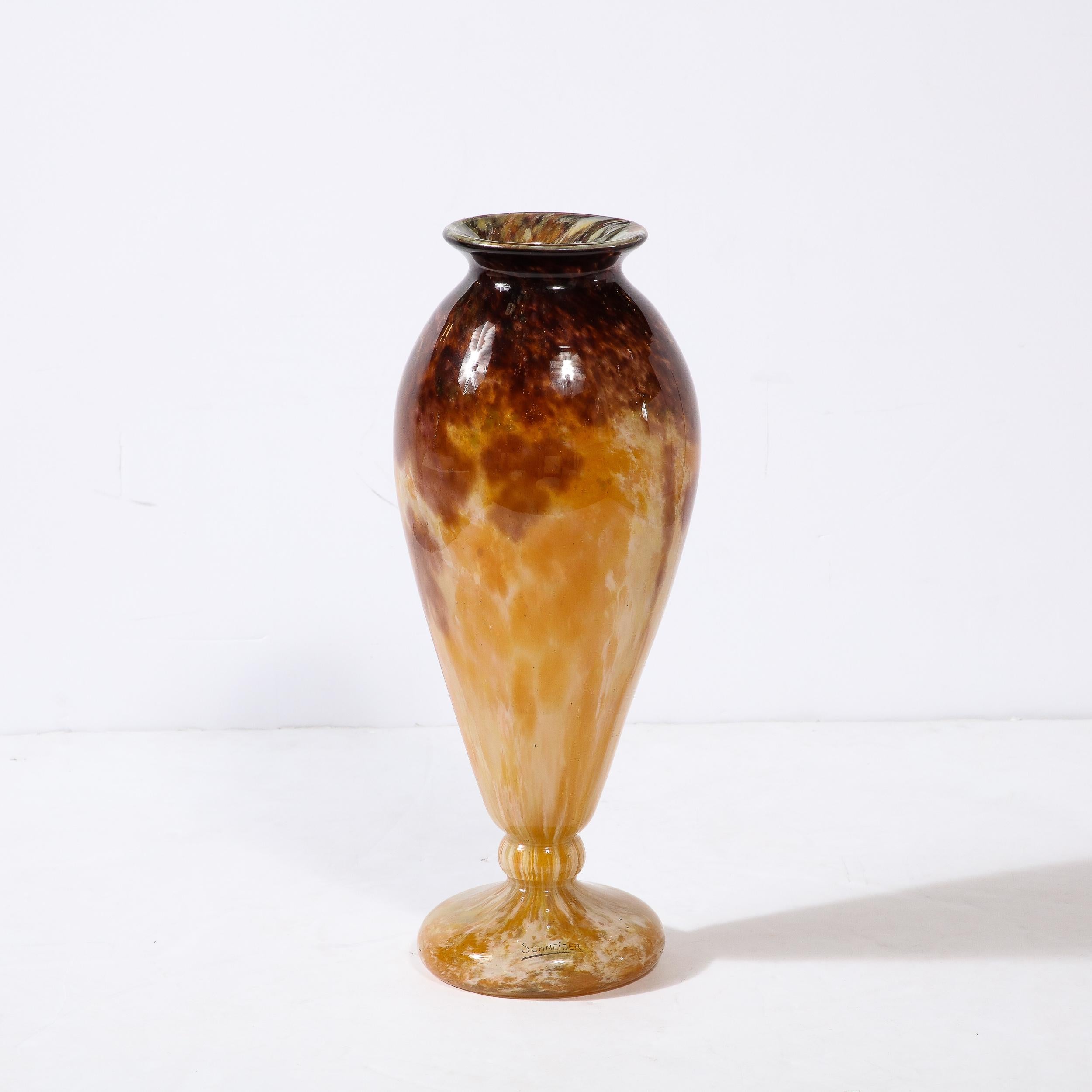 Paire de vases Art déco en améthyste fumée et verre teinté ambre par Schneider en vente 8