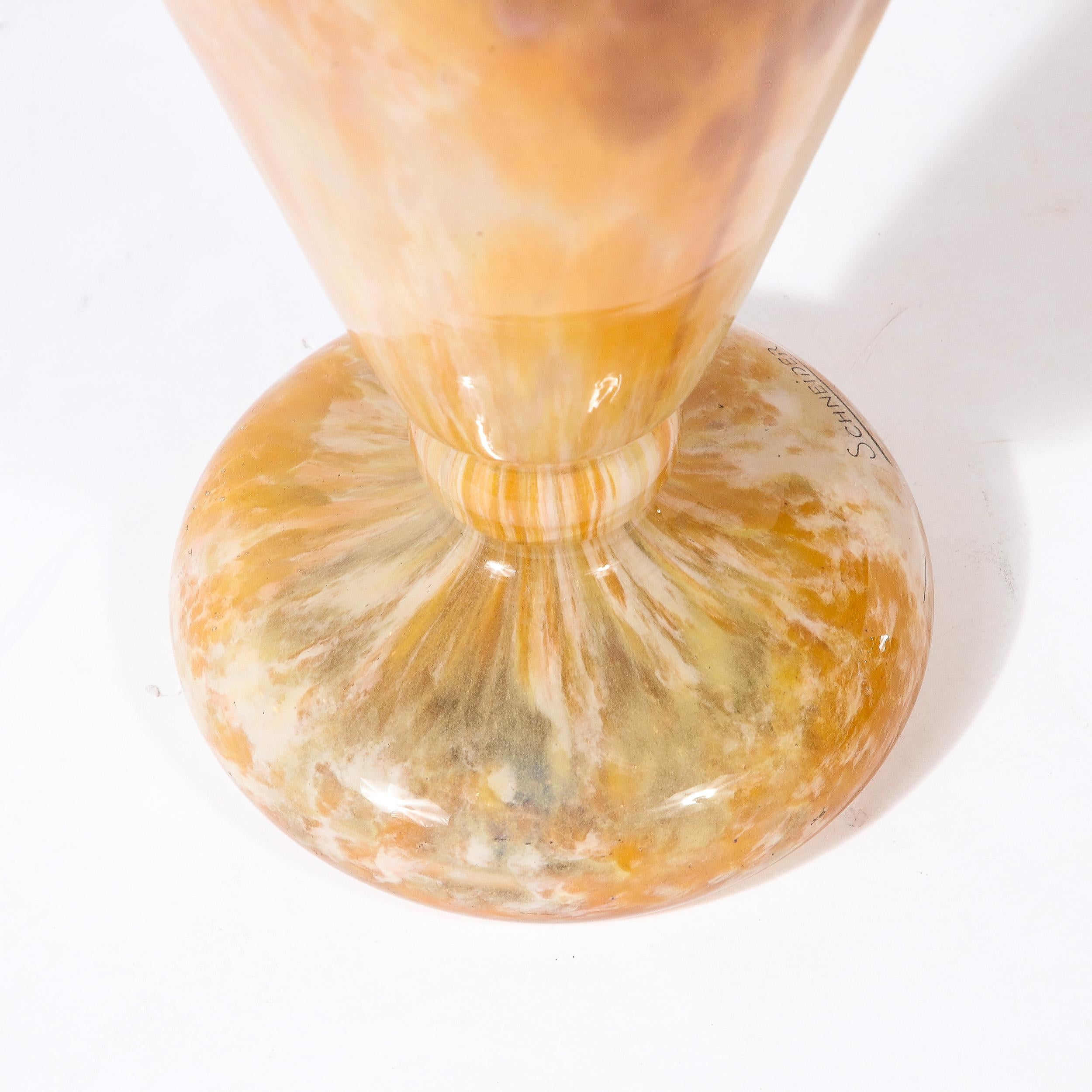 Pair of Art Deco Vases in Smoked Amethyst & Amber Hued Glass by Schneider For Sale 10