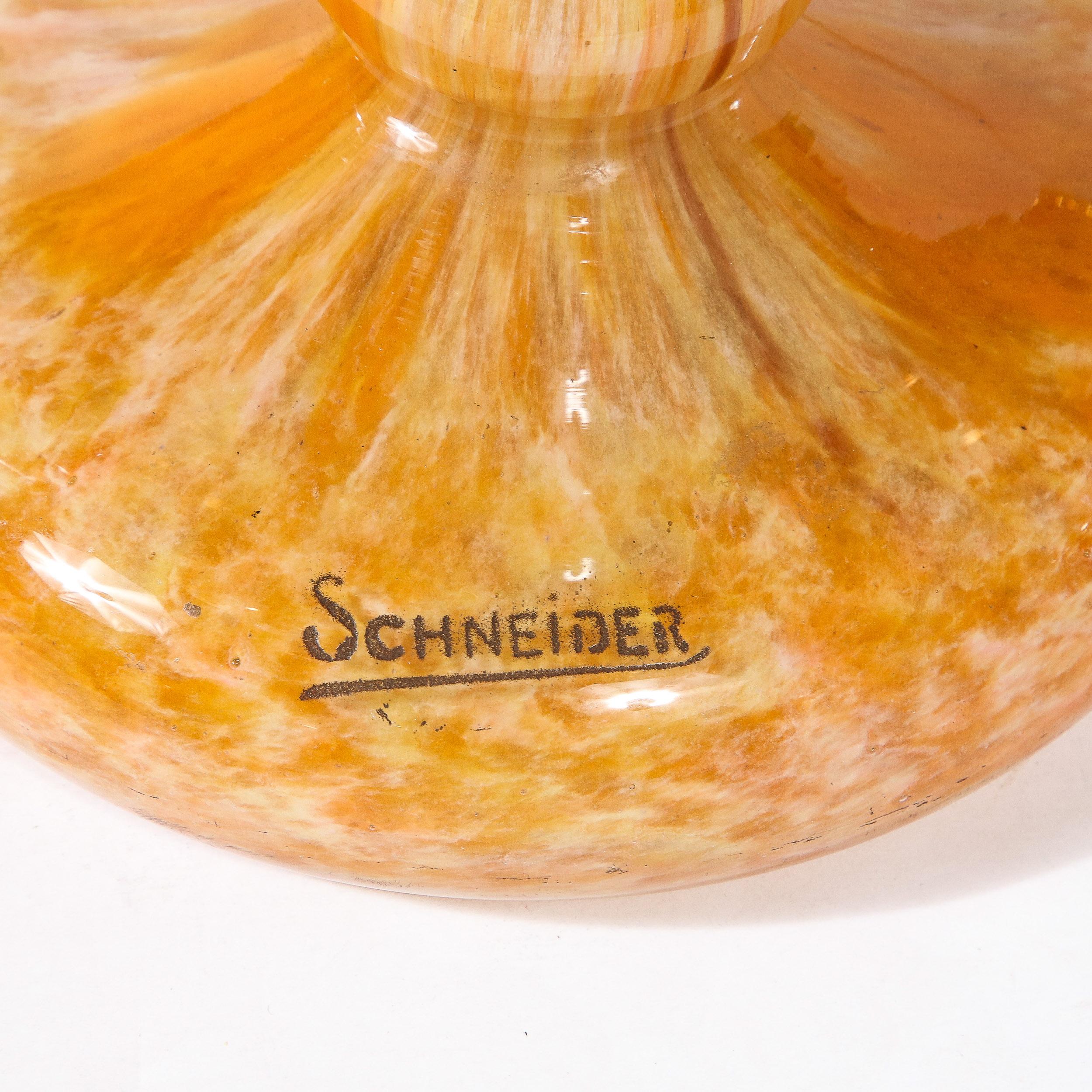 Verre brun Paire de vases Art déco en améthyste fumée et verre teinté ambre par Schneider en vente
