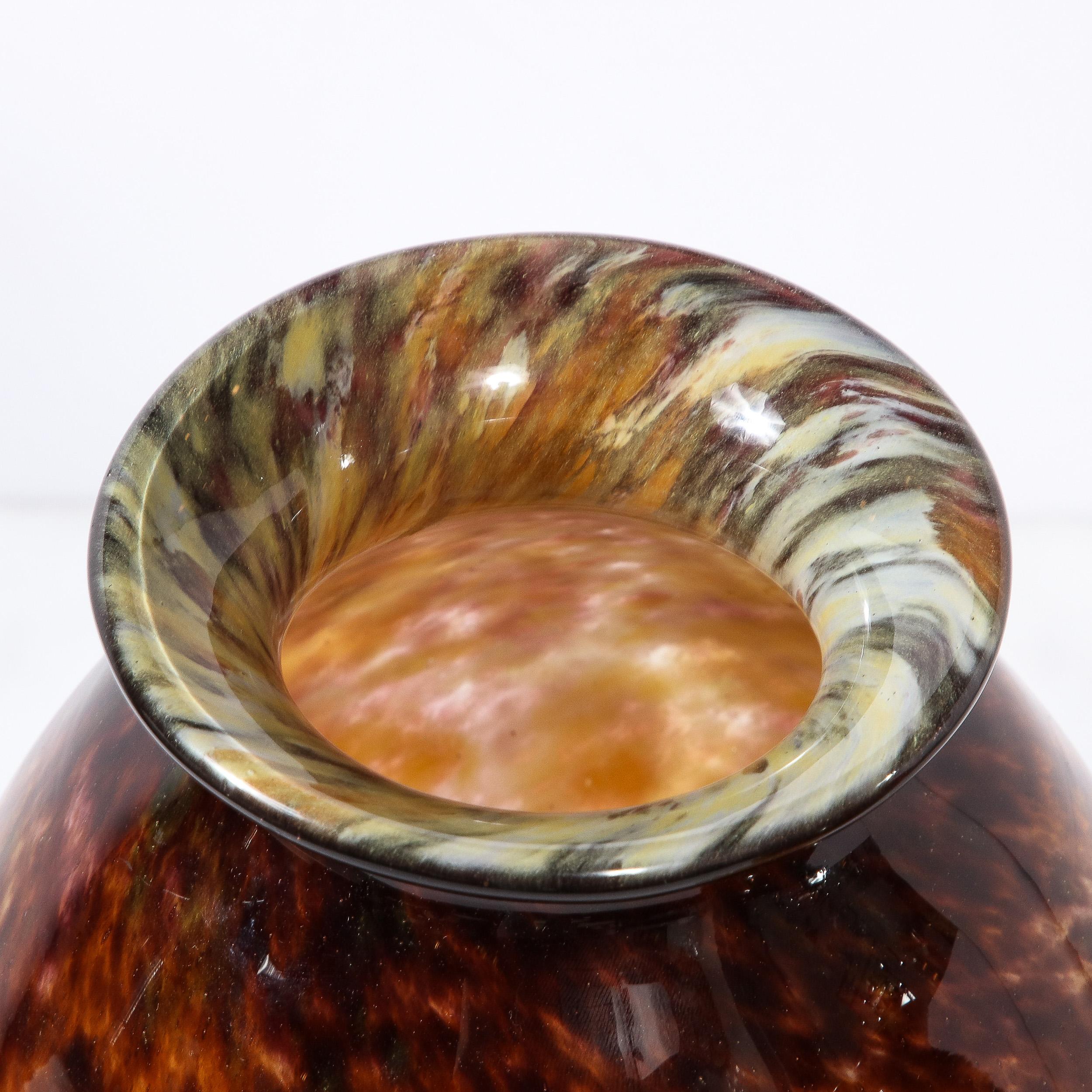 Paire de vases Art déco en améthyste fumée et verre teinté ambre par Schneider en vente 3