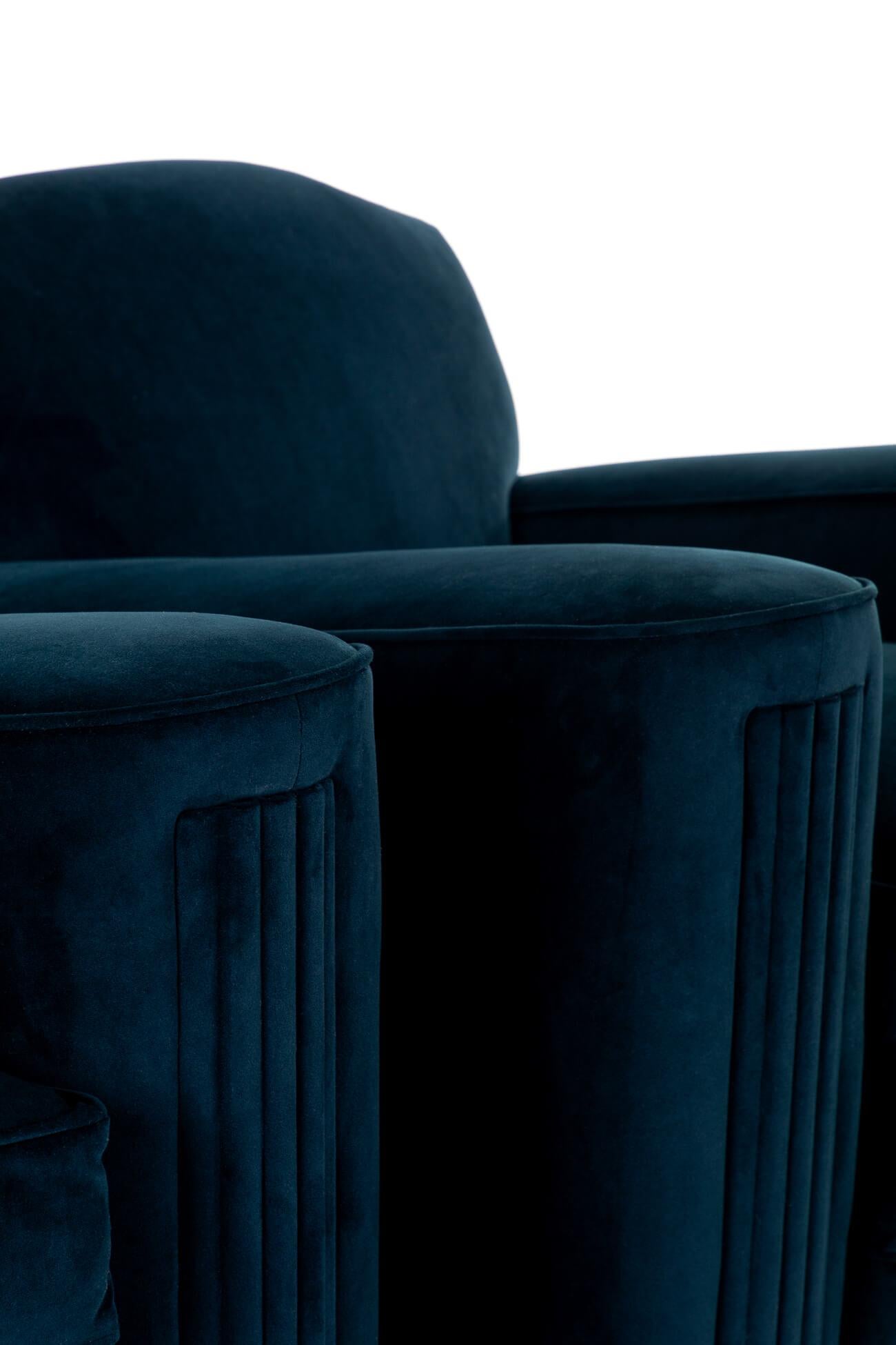Hand-Crafted Pair of Art Deco Velvet Armchairs For Sale