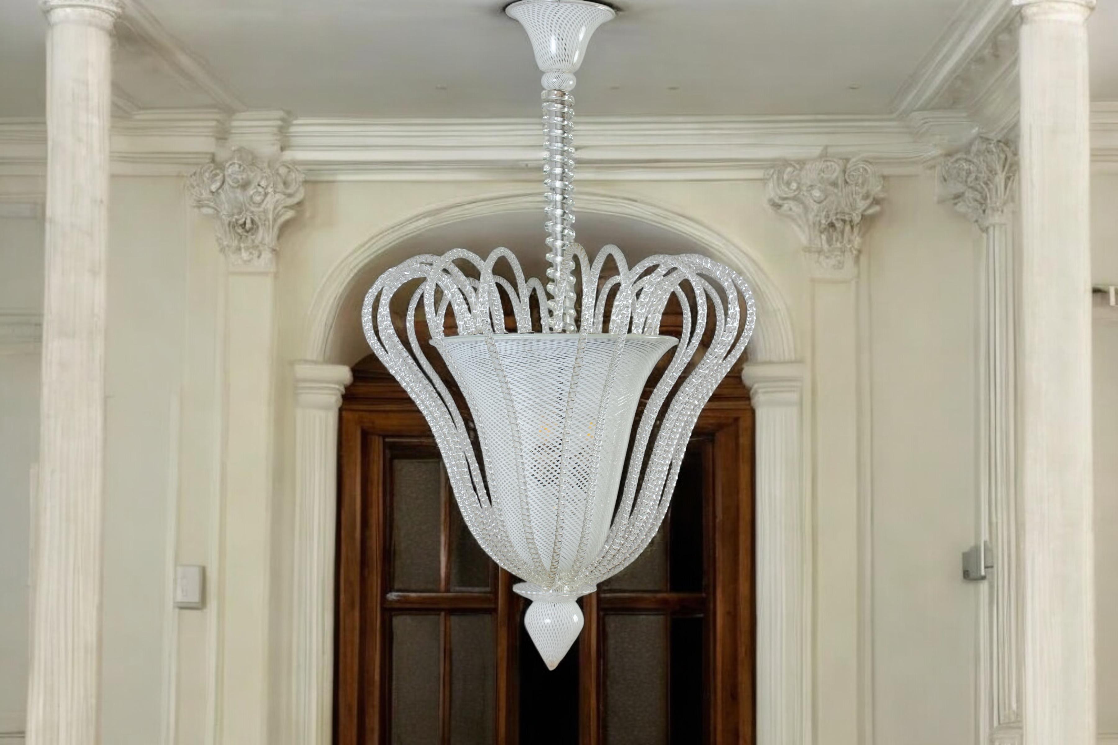 Pair of Art Deco Venini Reticello Murano Glass Sconces 1940s For Sale 6