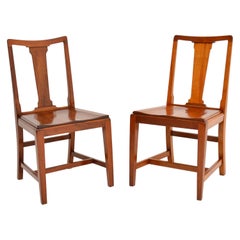 Pair of Art Deco Vintage Solid Mahogany Side Chairs