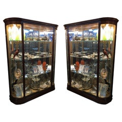Used Pair of Art Deco Vitrines, 1930, French, Materials: Wood, Mirror and Glass