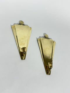 Pair of Art Deco Wall Candle Holders Oacar Antonsson Ystad Bronze Sweden 1920s
